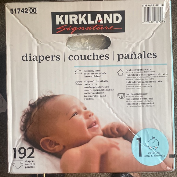 Kirkland Brand Size 1 Diapers (192 ct) - Picture 2 of 3
